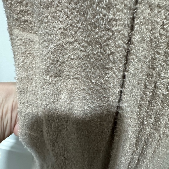 BAREFOOT DREAMS CozyChic Lite Knit Tan Nude Open Front Cardigan Sz Medium EUC - Picture 3 of 7